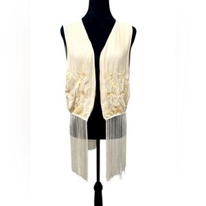 Roommates Bohemian Fringed Embroidered Vest size M- NWT festive ready